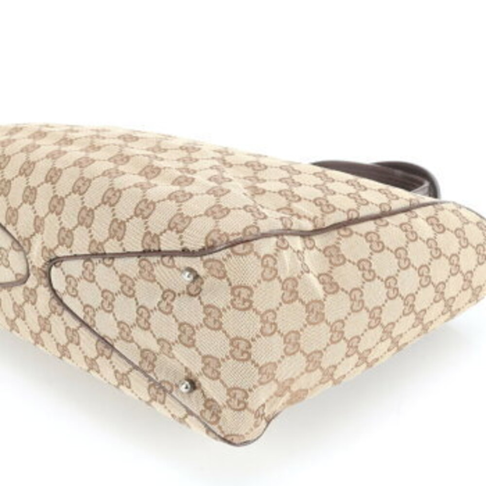 Gucci GG canvas leather tote bag shoulder brown MEM - Picture 6 of 9